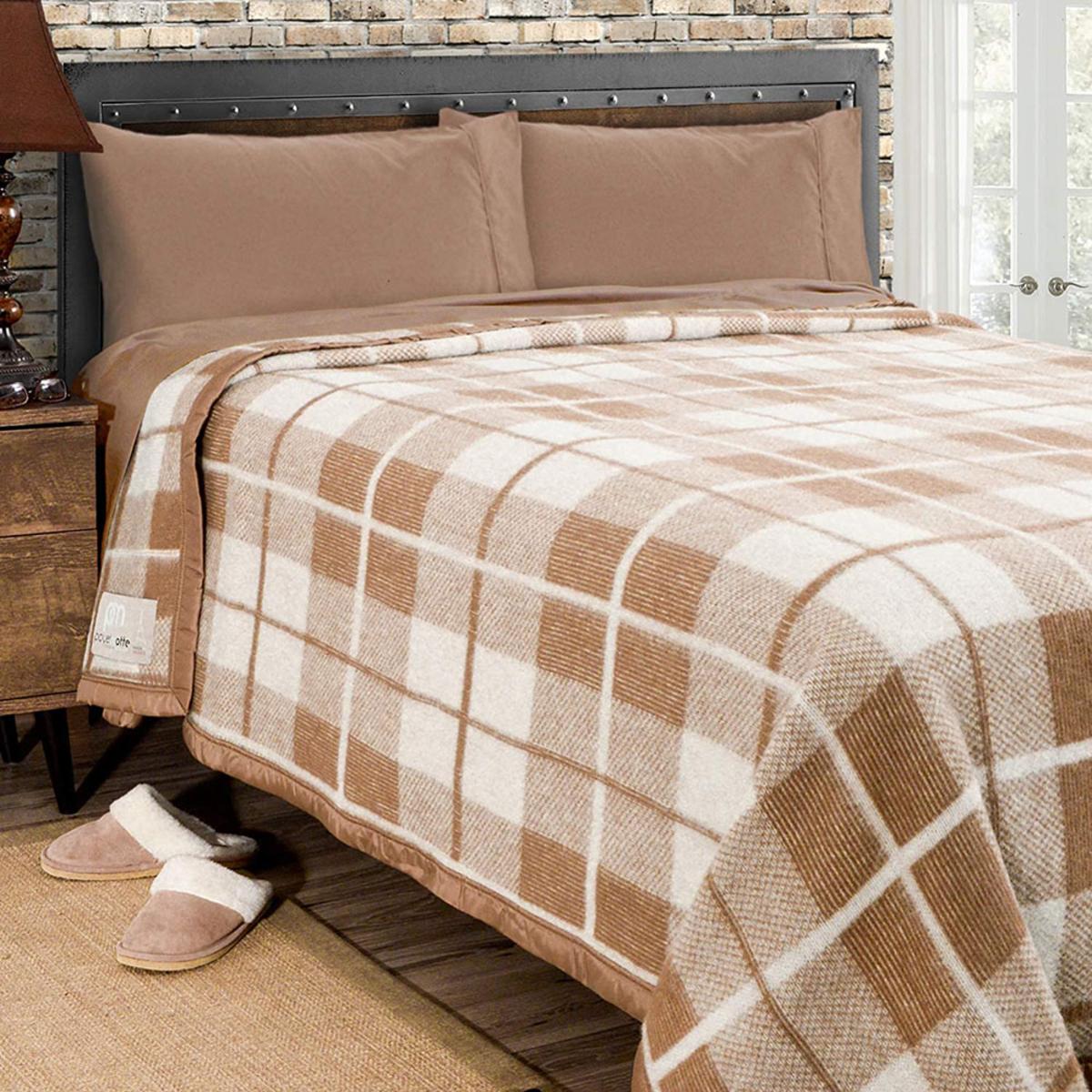  Poyet Motte Rivoli Checks 100% Virgin Wool Blanket 400Gsm 33 Micron - King 108in X 96in