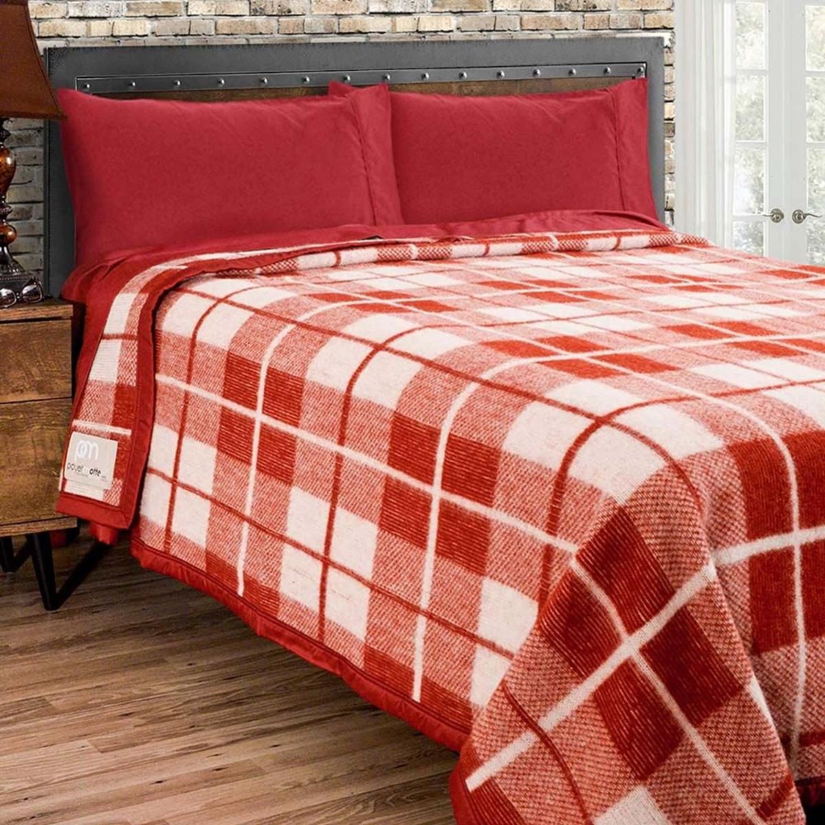  Poyet Motte Rivoli Checks 100% Virgin Wool Blanket 400Gsm 33 Micron - Queen 94in X 90in