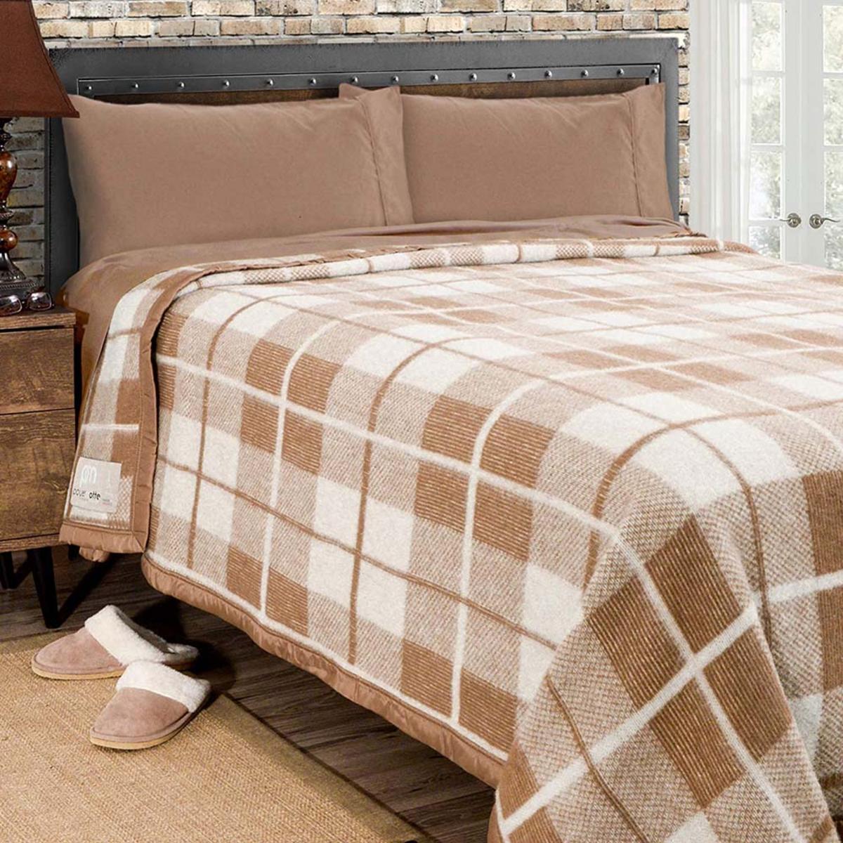  Poyet Motte Rivoli Checks 100% Virgin Wool Blanket 400Gsm 33 Micron - Queen 94in X 90in