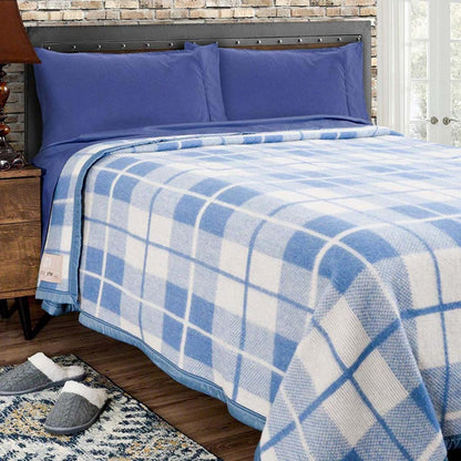  Poyet Motte Rivoli Checks 100% Virgin Wool Blanket 400Gsm 33 Micron - Twin 72in X 90in