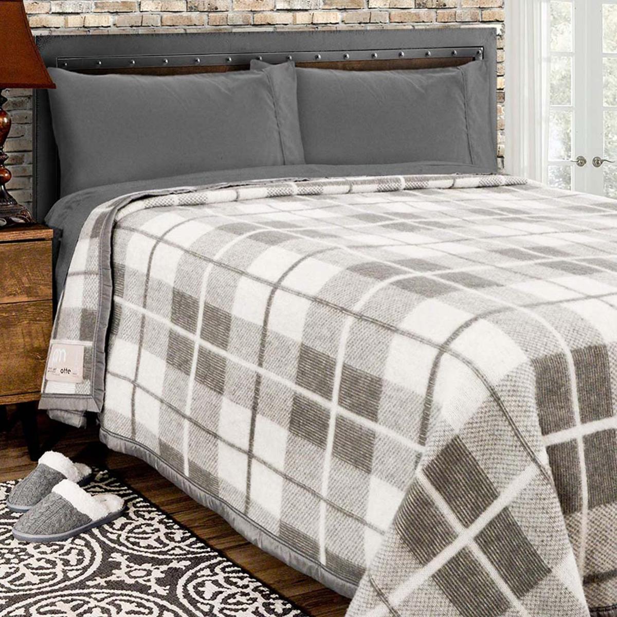  Poyet Motte Rivoli Checks 100% Virgin Wool Blanket 400Gsm 33 Micron - Twin 72in X 90in