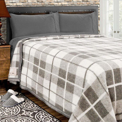  Poyet Motte Rivoli Checks 100% Virgin Wool Blanket 400Gsm 33 Micron - Twin 72in X 90in