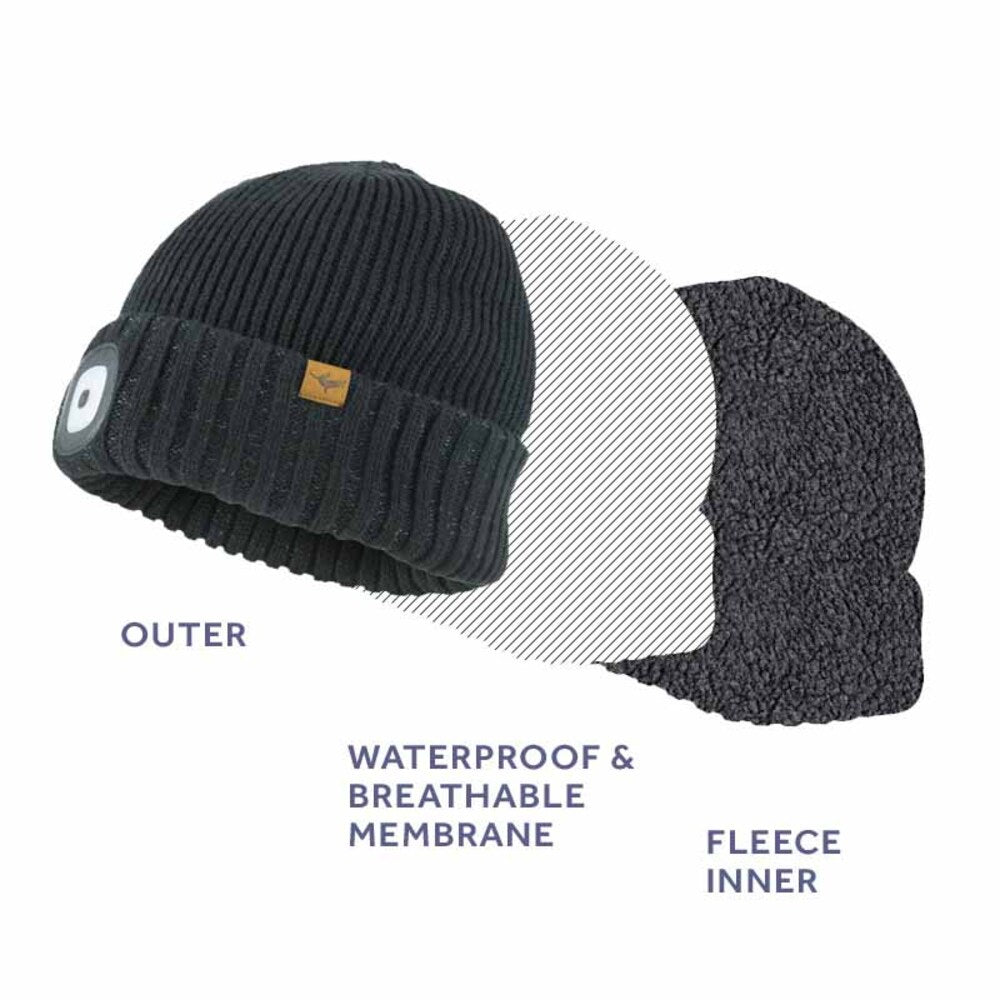  SealSkinz Heydon Waterproof Cold Weather LED Roll Cuff Beanie Hat