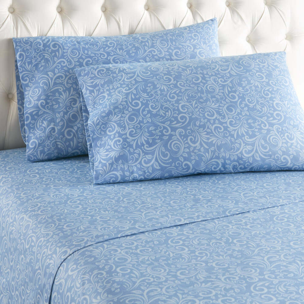  Shavel Micro Flannel Printed Deep-Pocket Sheet Set - Cal King