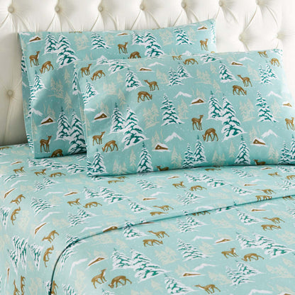  Shavel Micro Flannel Printed Deep-Pocket Sheet Set - Full