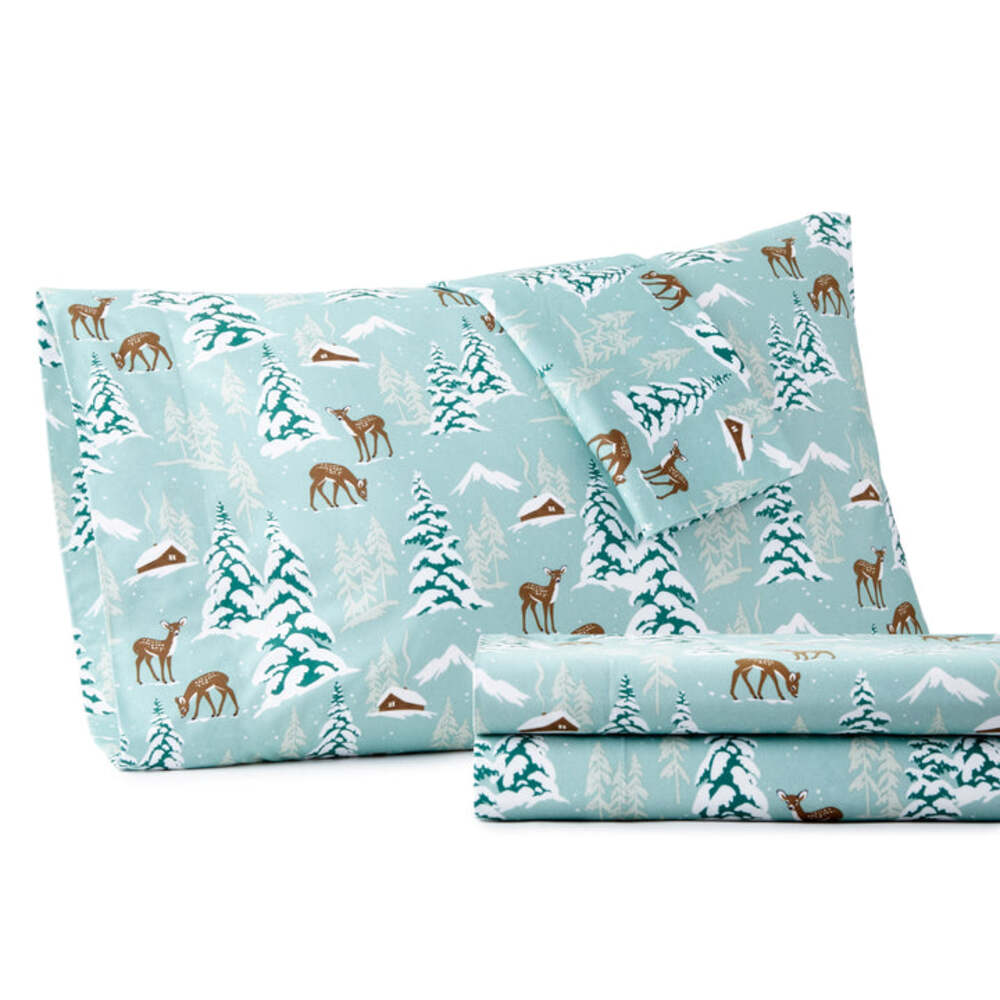  Shavel Micro Flannel Printed Deep-Pocket Sheet Set - King