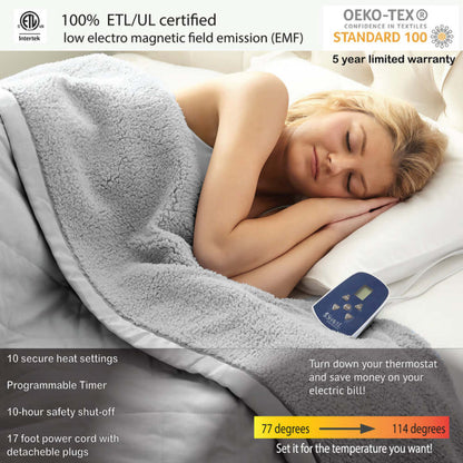  Shavel Micro Flannel The Modern Reverse To Sherpa Electric Heated Blanket - Full