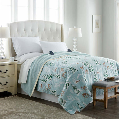  Shavel Micro Flannel The Modern Reverse To Sherpa Electric Heated Blanket - King