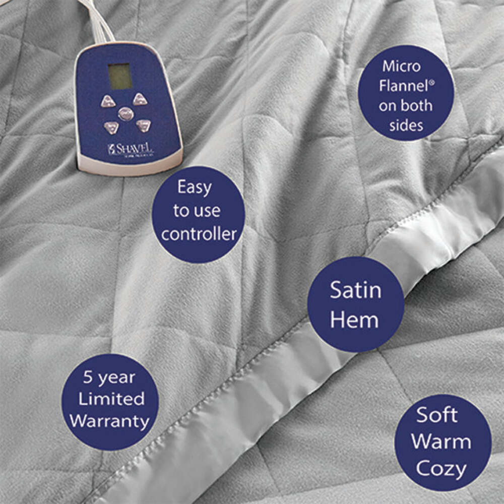  Shavel Micro Flannel The Modern Reverse To Sherpa Electric Heated Blanket - Queen