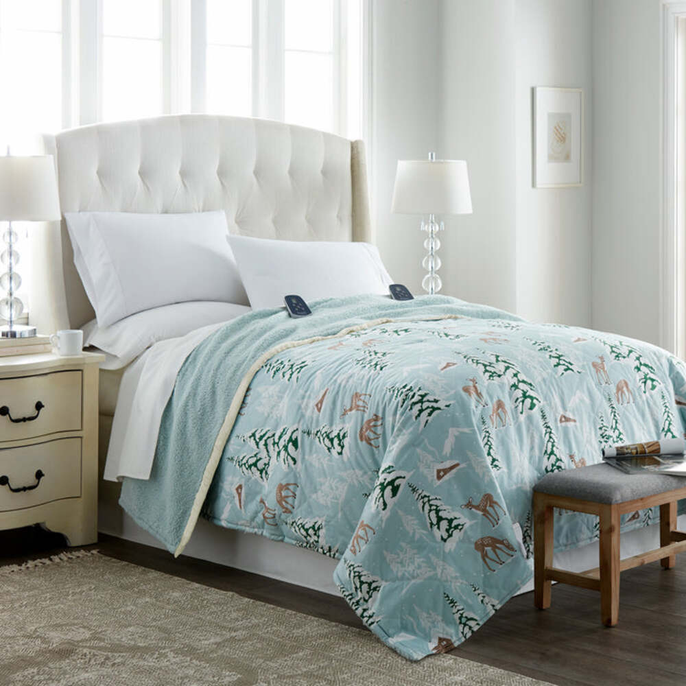 Shavel Micro Flannel The Modern Reverse To Sherpa Electric Heated Blanket - Queen