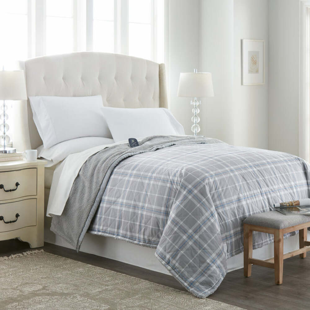  Shavel Micro Flannel The Modern Reverse To Sherpa Electric Heated Blanket - Twin