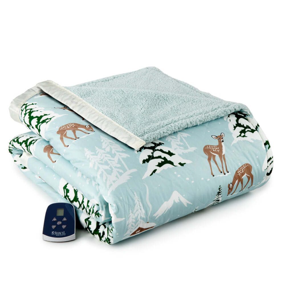  Shavel Micro Flannel The Modern Reverse To Sherpa Electric Heated Blanket - Twin