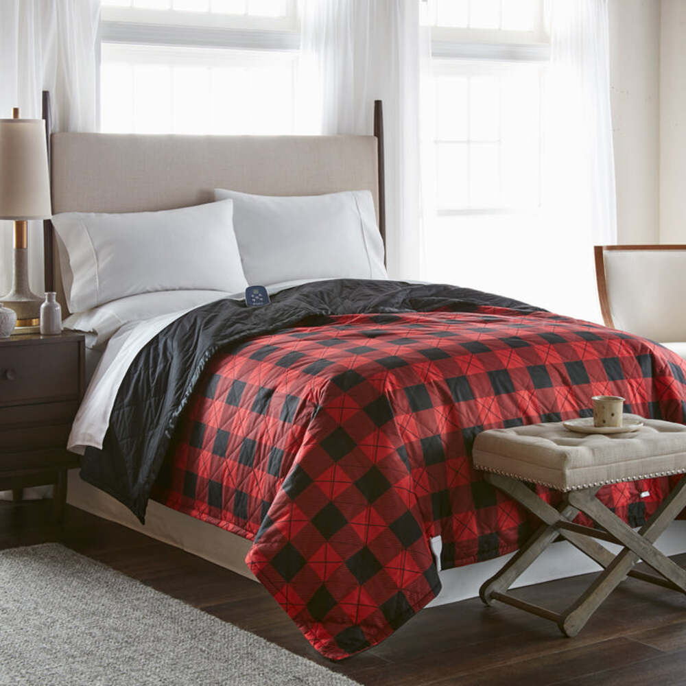  Shavel Micro Flannel The Original 7 Layers Of Warmth Electric Blanket - Full/Buffalo Check Red