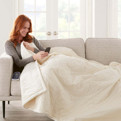  Shavel Micro Flannel The Premier Reverse To Ultra Velvet Heated Throw/Twin - Oversized 62in X 84in