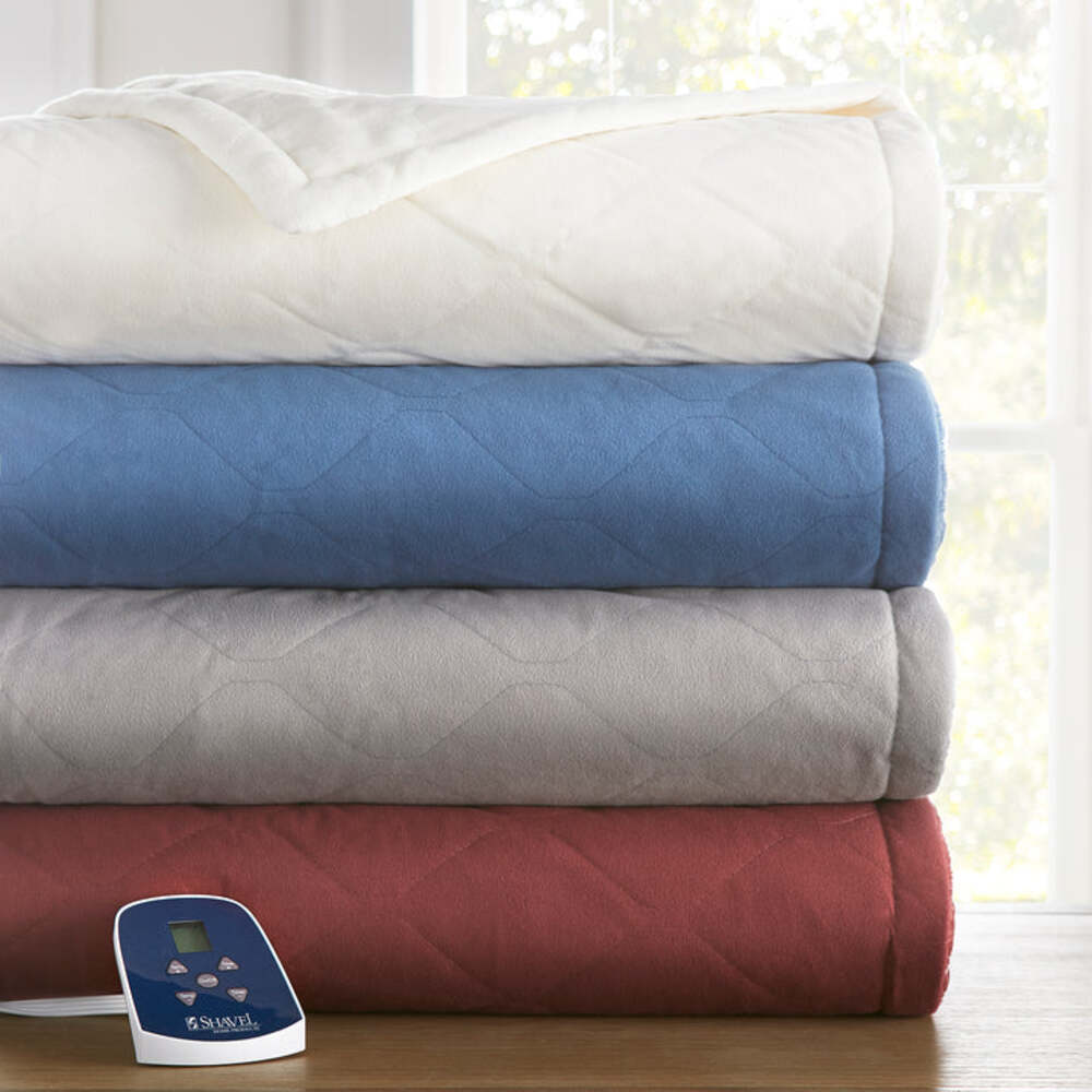  Shavel Micro Flannel The Premier Reverse To Ultra Velvet Heated Throw/Twin - Oversized 62in X 84in