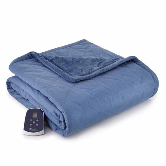  Shavel Micro Flannel The Premier Reverse To Ultra Velvet Heated Throw/Twin - Oversized 62in X 84in