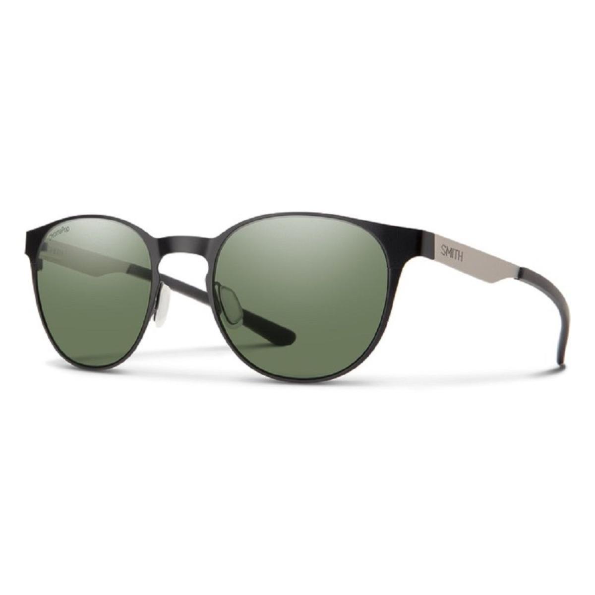  Smith Optics Eastbank Metal Sunglasses ChromaPop Polarized Gray Green - Matte Black/Silver Frame