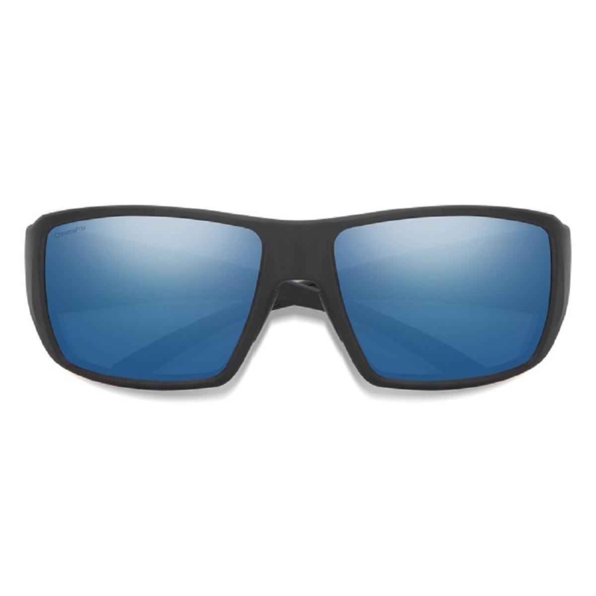  Smith Optics Guides Choice Sunglasses ChromaPop Glass Polarized Blue Mirror - Matte Black Frame