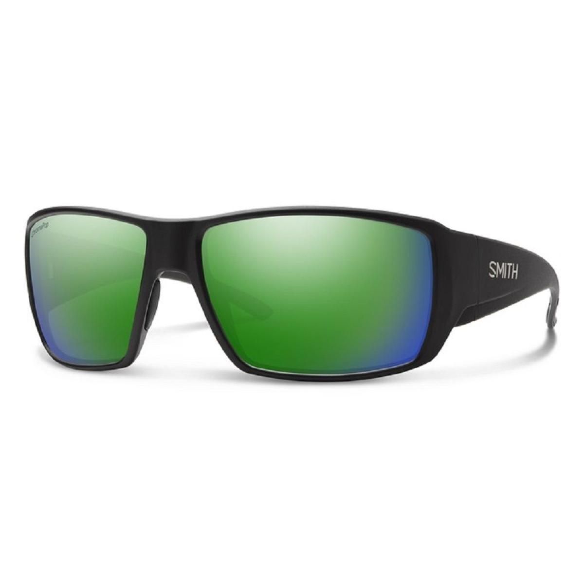  Smith Optics Guides Choice Sunglasses ChromaPop Glass Polarized Green Mirror - Matte Black Frame
