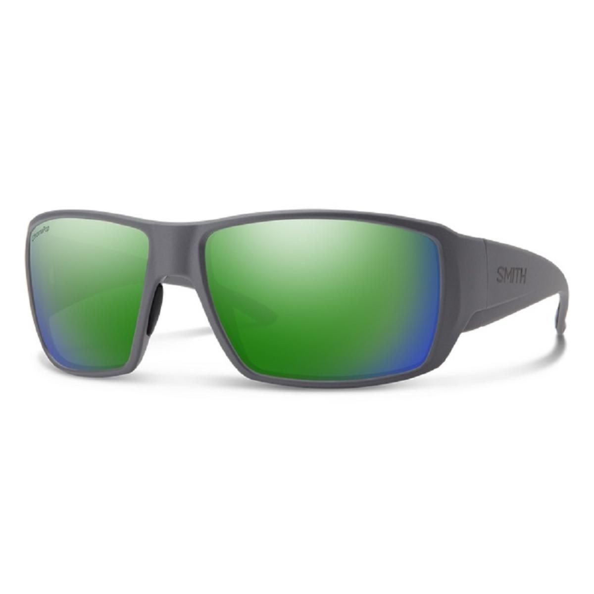  Smith Optics Guides Choice Sunglasses ChromaPop Polarized Green Mirror - Matte Cement Frame