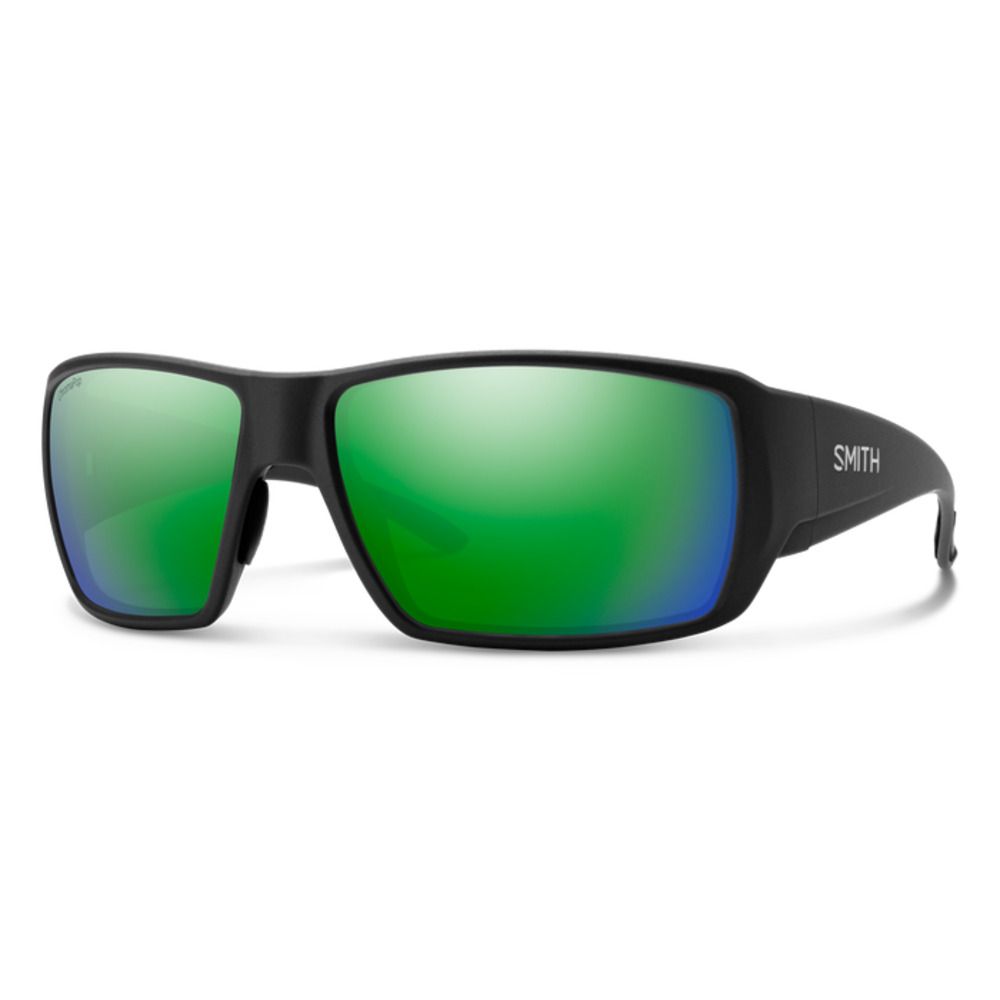  Smith Optics Guides Choice XL Sunglasses ChromaPop Glass Polarized Green Mirror - Matte Black Frame
