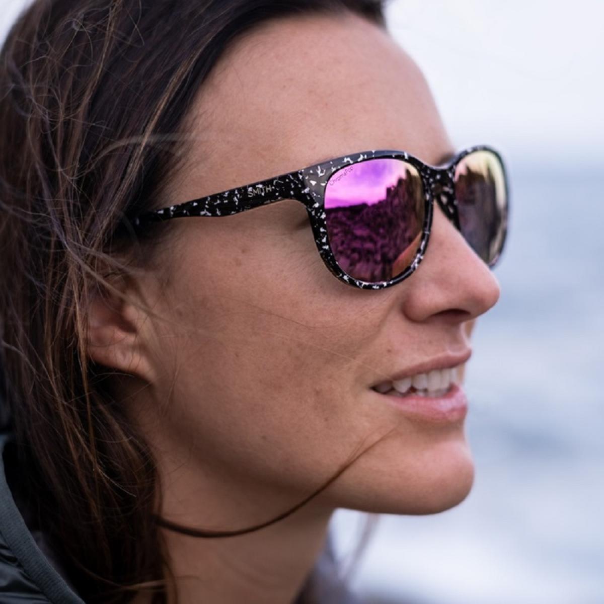  Smith Optics Lake Shasta Sunglasses ChromaPop Polarized Violet Mirror - Black Marble Frame