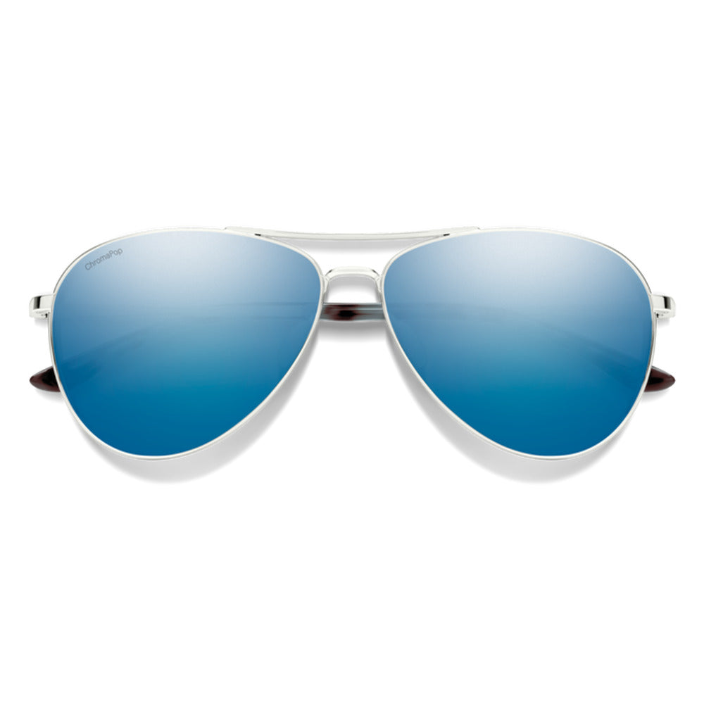  Smith Optics Langley 2 Sunglasses ChromaPop Polarized Blue Mirror - Silver Frame