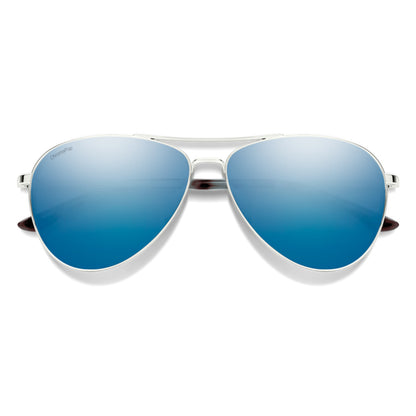 Smith Optics Langley 2 Sunglasses ChromaPop Polarized Blue Mirror - Silver Frame