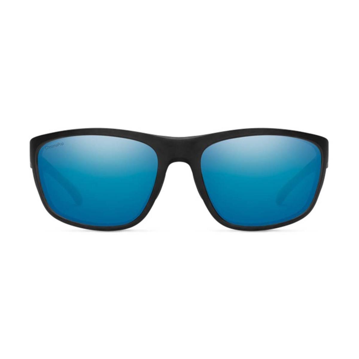  Smith Optics Redding Sunglasses ChromaPop Glass Polarized Blue Mirror - Matte Black Frame