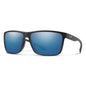  Smith Optics Riptide Sunglasses ChromaPop Glass Polarized Blue Mirror - Matte Black Frame