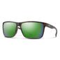  Smith Optics Riptide Sunglasses ChromaPop Glass Polarized Green Mirror - Matte Tortoise Frame