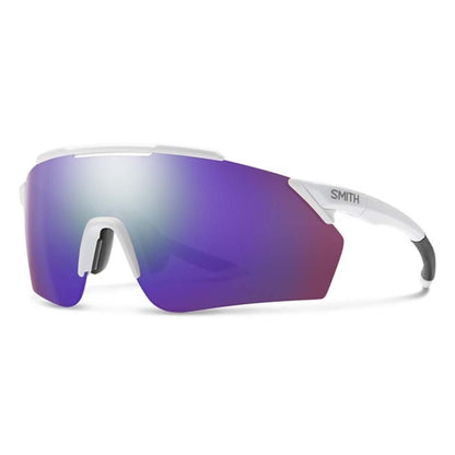  Smith Optics Ruckus Sunglasses ChromaPop Violet Mirror - Matte White Frame