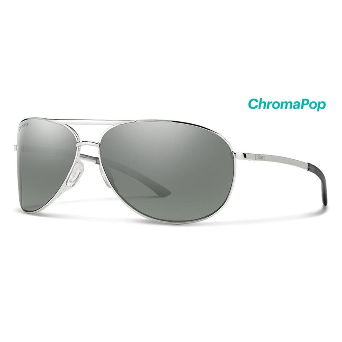  Smith Optics Serpico 2 Sunglasses Chromapop Polarized Platinum - Silver Frame