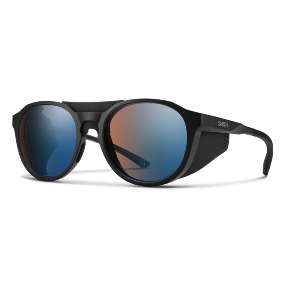  Smith Optics Venture Sunglasses ChromaPop Glacier Photochromic Copper Blue Mirror - Matte Black Frame