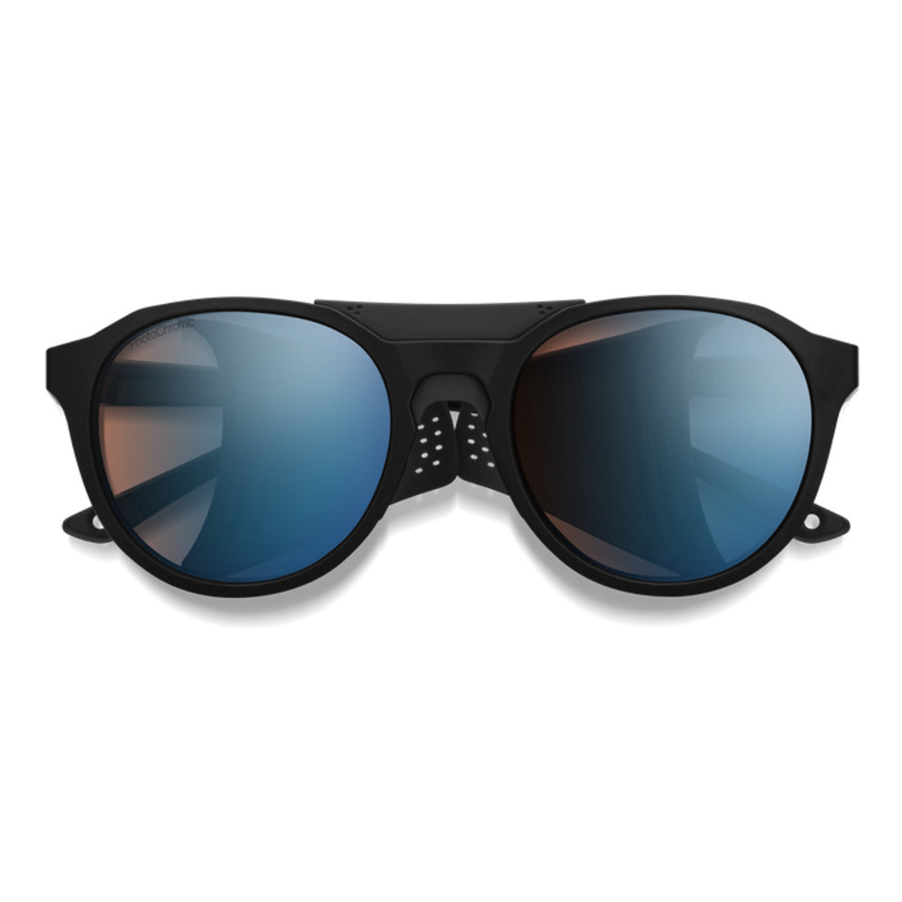  Smith Optics Venture Sunglasses ChromaPop Glacier Photochromic Copper Blue Mirror - Matte Black Frame