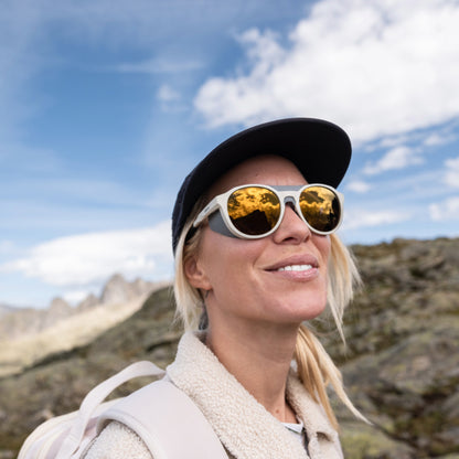  Smith Optics Venture Sunglasses ChromaPop Glacier Photochromic Copper Gold Mirror - Matte Bone Frame