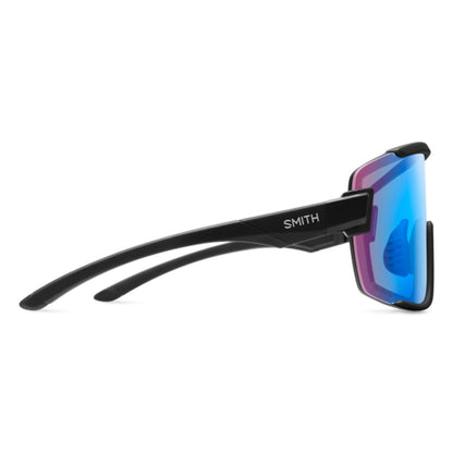  Smith Optics Wildcat Sunglasses ChromaPop Low Light Rose Blue Mirror - Matte Black Frame