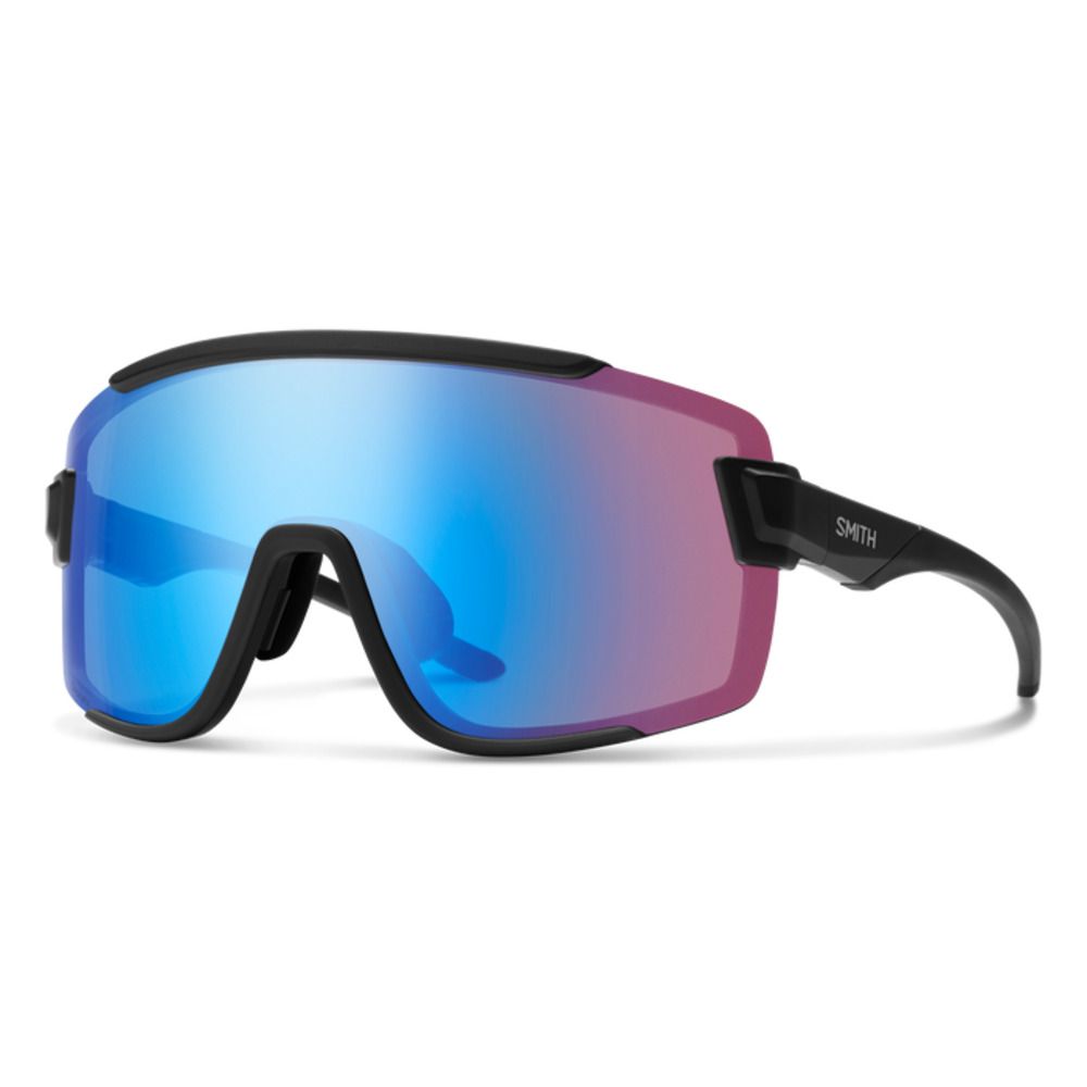  Smith Optics Wildcat Sunglasses ChromaPop Low Light Rose Blue Mirror - Matte Black Frame