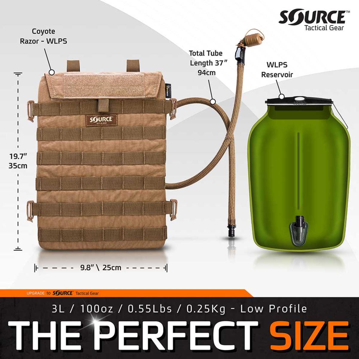  Source Tactical Razor Low Profile 3L Hydration Pouch - Coyote