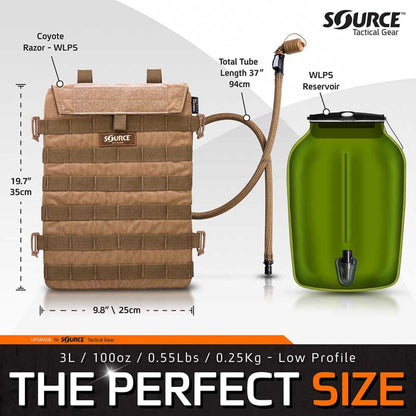  Source Tactical Razor Low Profile 3L Hydration Pouch - Coyote