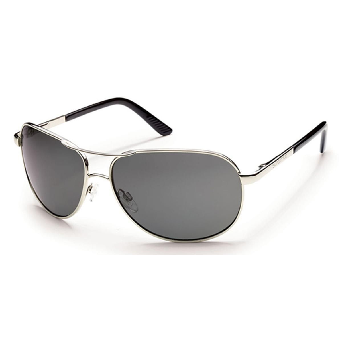  Suncloud Metals Aviator Silver Polarized Gray Sunglasses