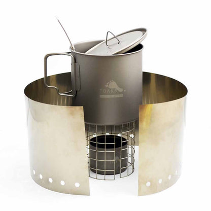  TOAKS Titanium Cook System - Ultra Thin Wall 650ml Pot & Siphon Alcohol Stove With Wire Pot Stand