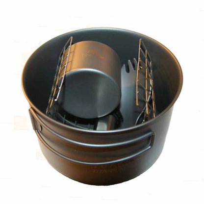  TOAKS Titanium Cook System - Ultra Thin Wall 700ml Pot & Siphon Alcohol Stove With Wire Pot Stand