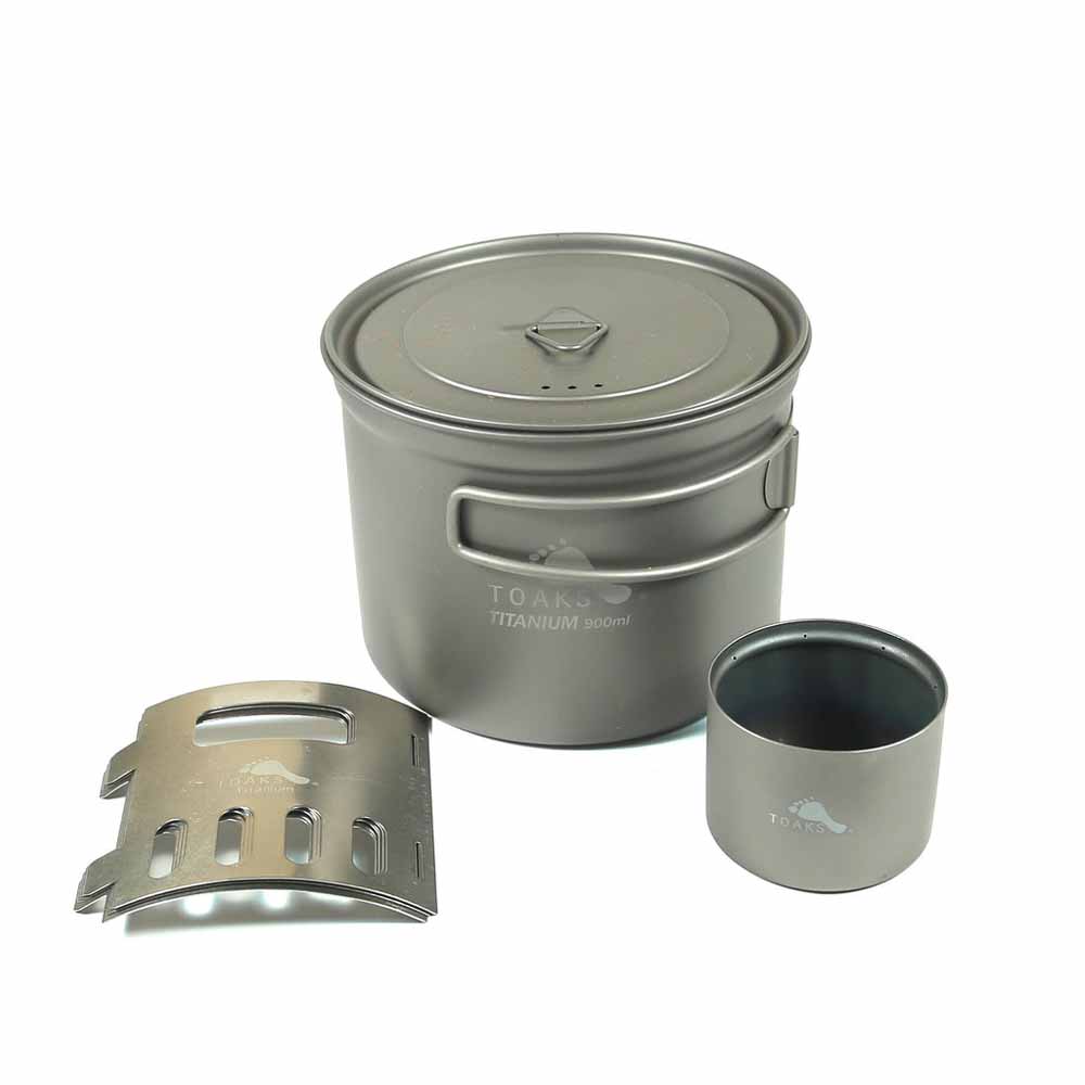  TOAKS Titanium Cook System With 900ml Pot & Siphon Alcohol Stove With 4-Pieces Assembled Pot Stand