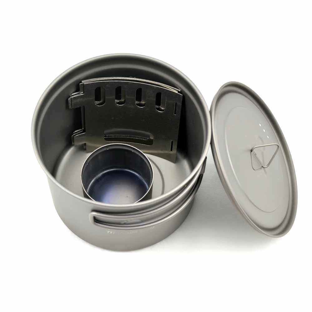  TOAKS Titanium Cook System With 900ml Pot & Siphon Alcohol Stove With 4-Pieces Assembled Pot Stand