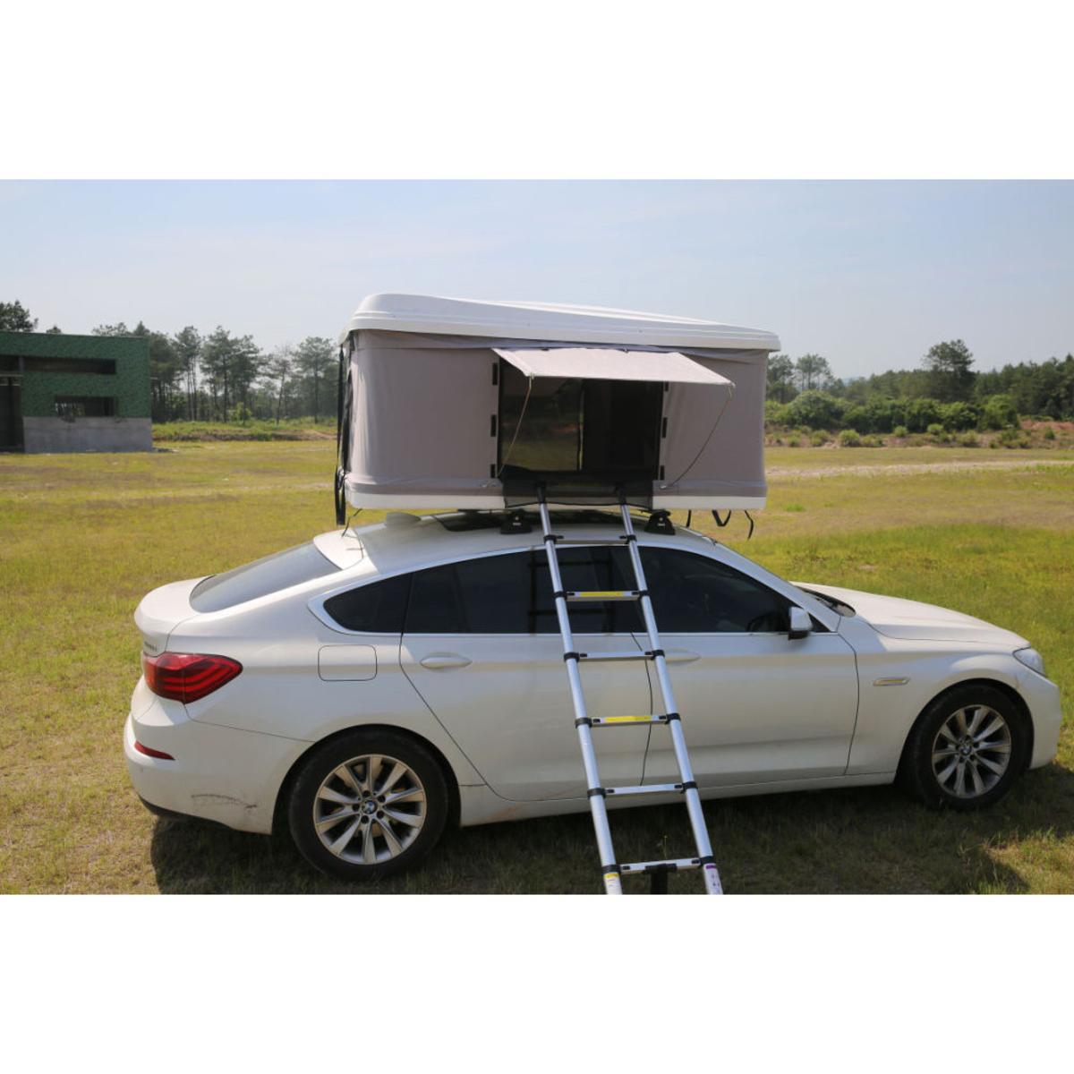  Trustmade White Hard Shell Light Gray Rooftop Tent 2mins Setup 100% Waterproof 50mm Mattress
