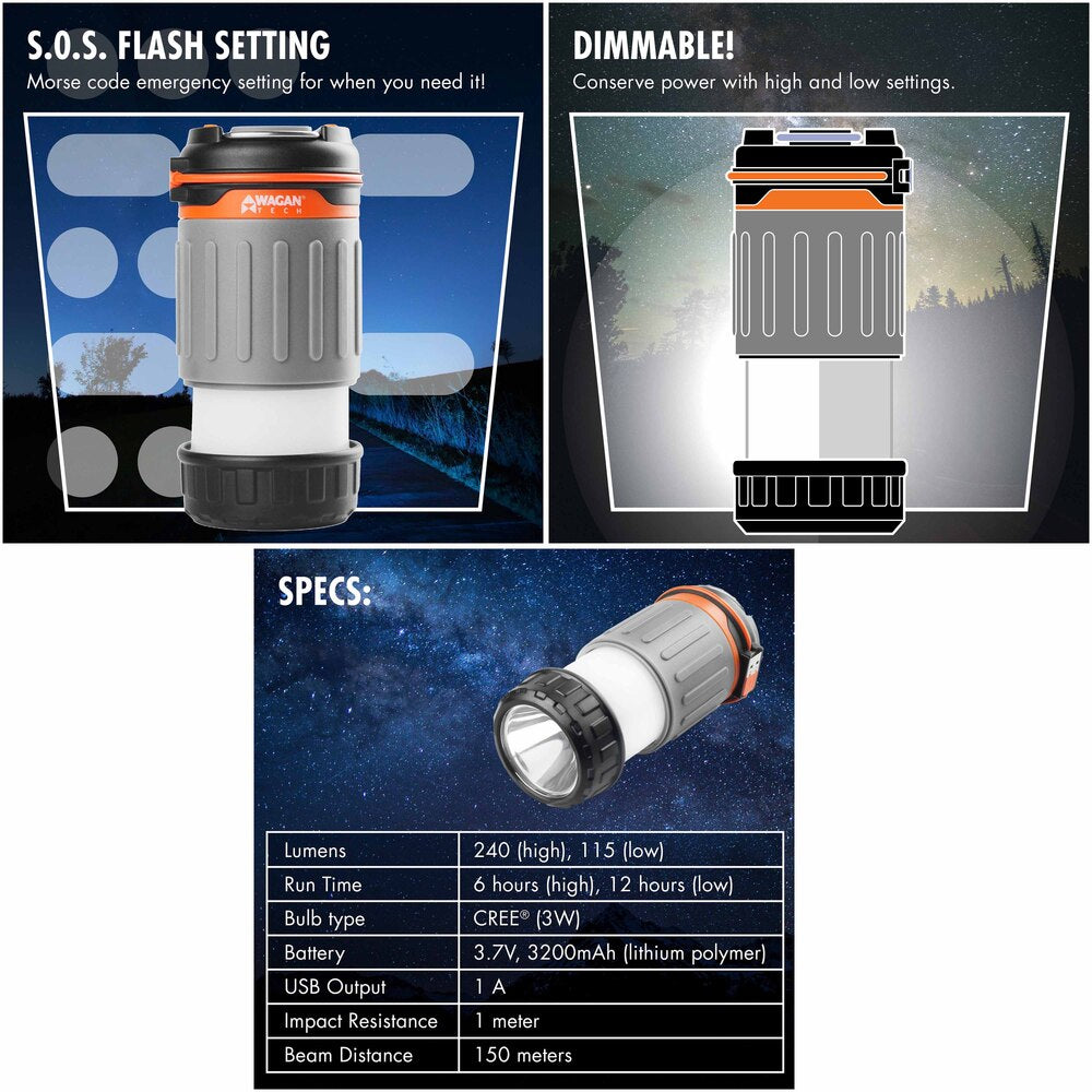  Wagan Brite-Nite Pop-Up USB Lantern