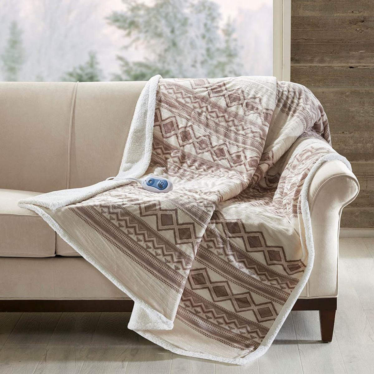  Woolrich Anderson Oversized Mink To Berber Heated Throw - 60inW X 70inL