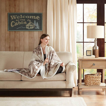  Woolrich Anderson Oversized Mink To Berber Heated Throw - 60inW X 70inL