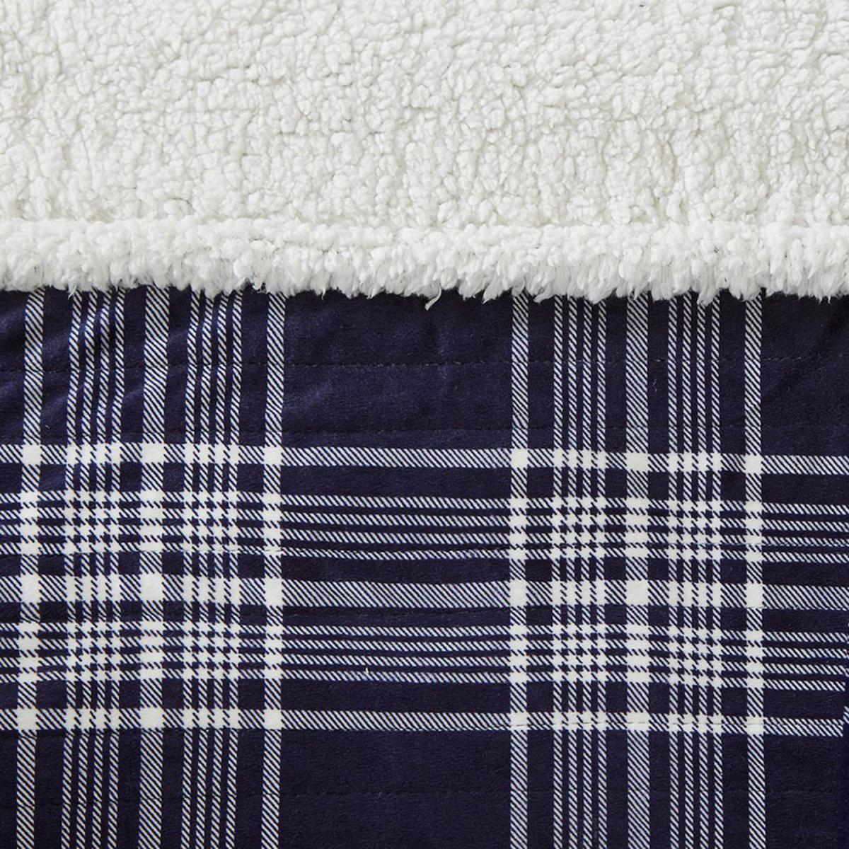  Woolrich Oversized Plaid Print Faux Mink To Berber Heated Throw - 60inW X 70inL
